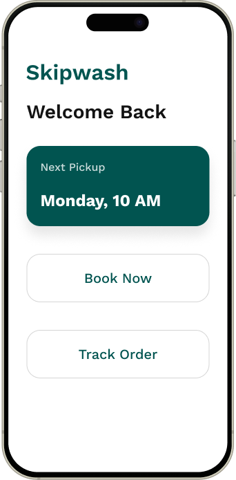 Skipwash app on a smartphone